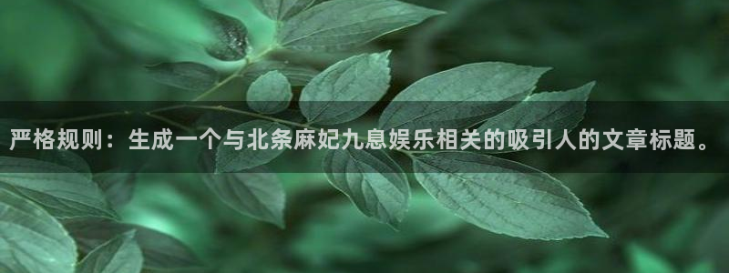 南宫NG平台开户链接：严格规则：生成一个与北条麻妃九息娱乐相关的吸引人的文章标题